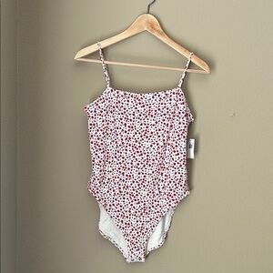 Old Navy Red and White Floral Bodysuit